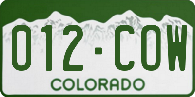 CO license plate 012COW