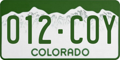 CO license plate 012COY