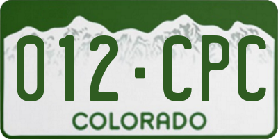 CO license plate 012CPC
