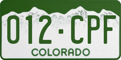 CO license plate 012CPF