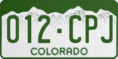 CO license plate 012CPJ