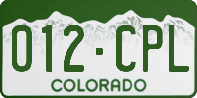 CO license plate 012CPL