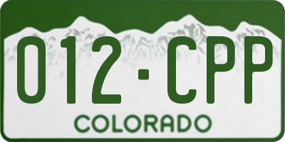 CO license plate 012CPP