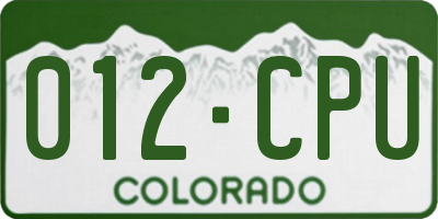 CO license plate 012CPU