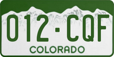 CO license plate 012CQF