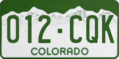 CO license plate 012CQK