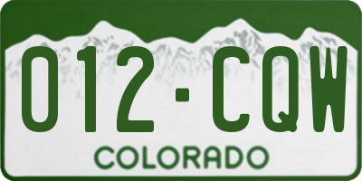 CO license plate 012CQW