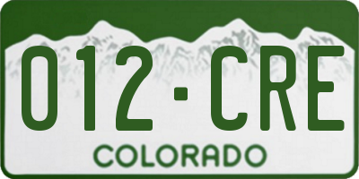 CO license plate 012CRE