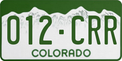 CO license plate 012CRR