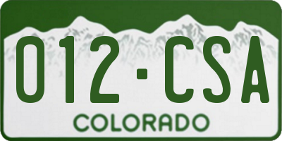 CO license plate 012CSA