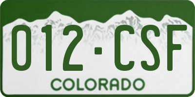 CO license plate 012CSF