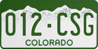 CO license plate 012CSG