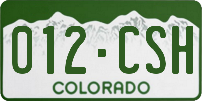 CO license plate 012CSH