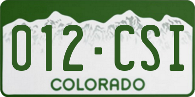 CO license plate 012CSI