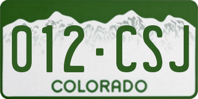CO license plate 012CSJ