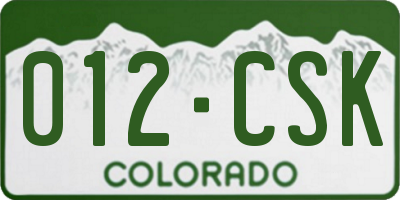 CO license plate 012CSK
