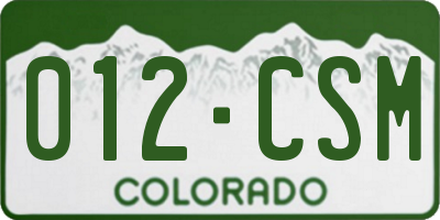 CO license plate 012CSM