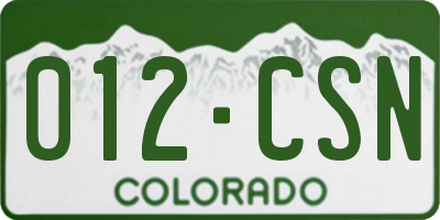 CO license plate 012CSN