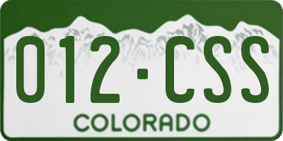 CO license plate 012CSS