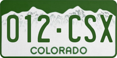 CO license plate 012CSX