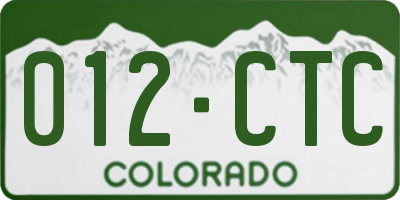 CO license plate 012CTC