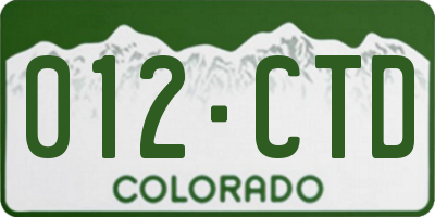 CO license plate 012CTD