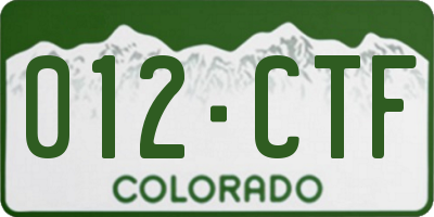 CO license plate 012CTF