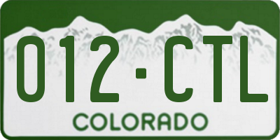 CO license plate 012CTL