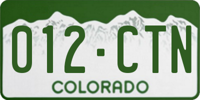 CO license plate 012CTN