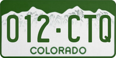 CO license plate 012CTQ