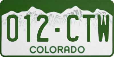 CO license plate 012CTW