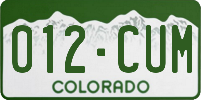 CO license plate 012CUM