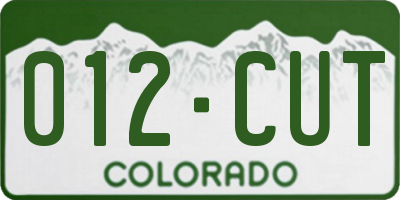 CO license plate 012CUT