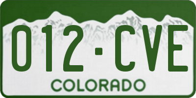 CO license plate 012CVE