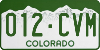 CO license plate 012CVM