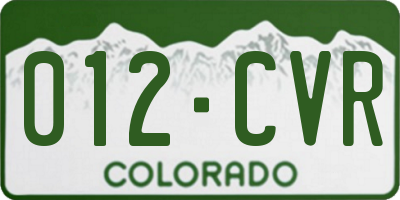 CO license plate 012CVR
