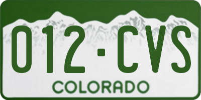 CO license plate 012CVS