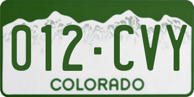 CO license plate 012CVY