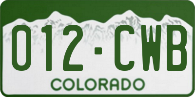CO license plate 012CWB