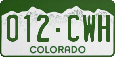 CO license plate 012CWH