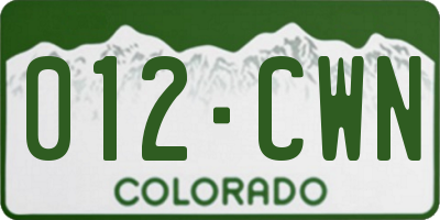 CO license plate 012CWN