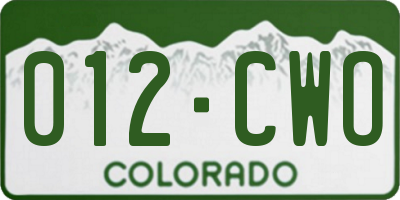 CO license plate 012CWO