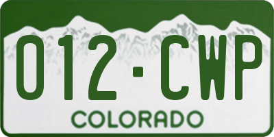 CO license plate 012CWP