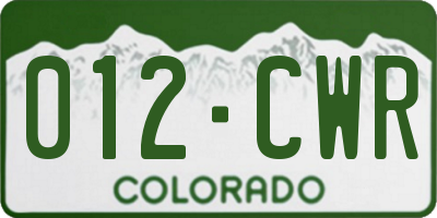CO license plate 012CWR