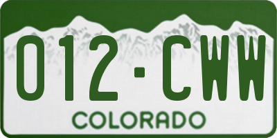 CO license plate 012CWW