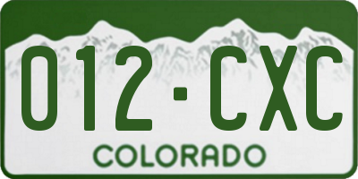 CO license plate 012CXC