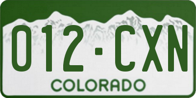 CO license plate 012CXN