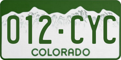 CO license plate 012CYC