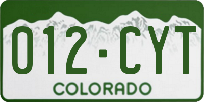 CO license plate 012CYT