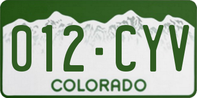 CO license plate 012CYV